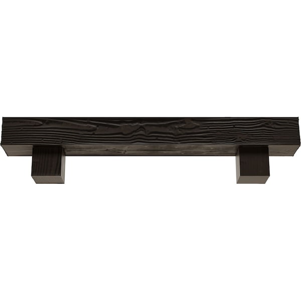 Kit W/ Alamo Corbels, Premium Walnut, 4H  X 8D X 72W Sandblasted Faux Wood Fireplace ManteL